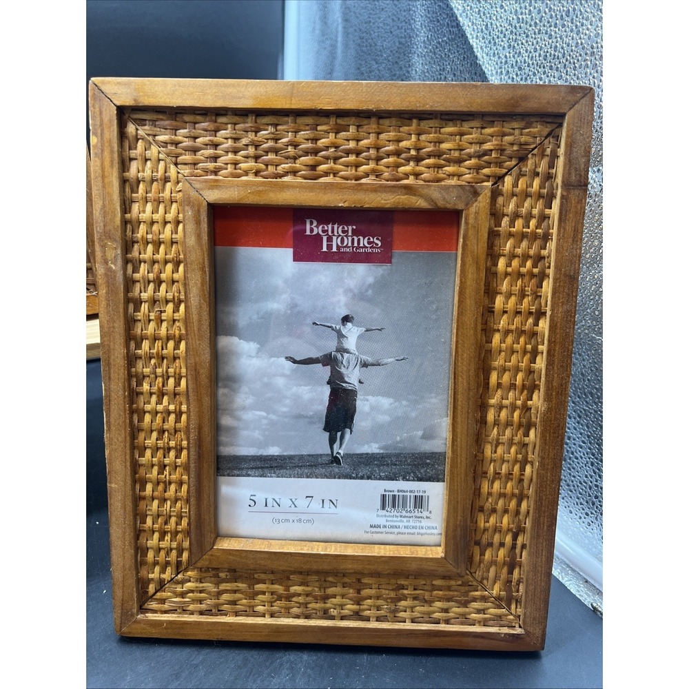 3 Better Homes & Garden Rattan Wicker 5x7 Picture Frames